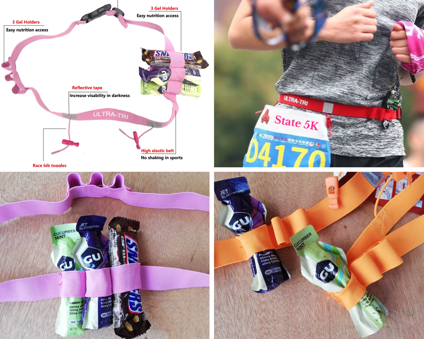 Race day bib belt + fuel holder
