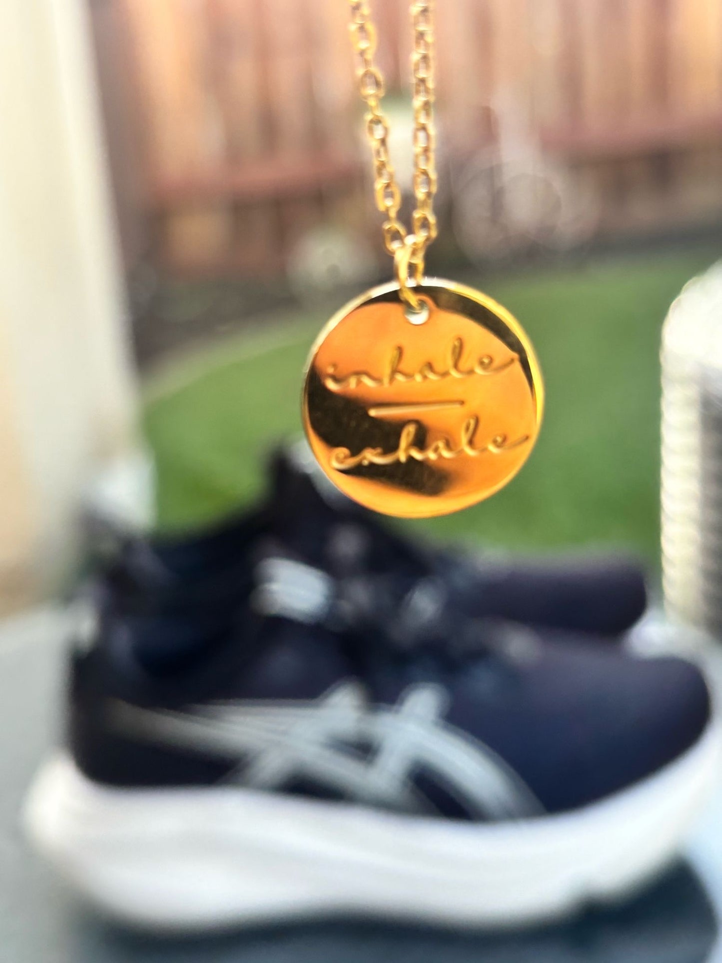 Inhale/Exhale gold necklace